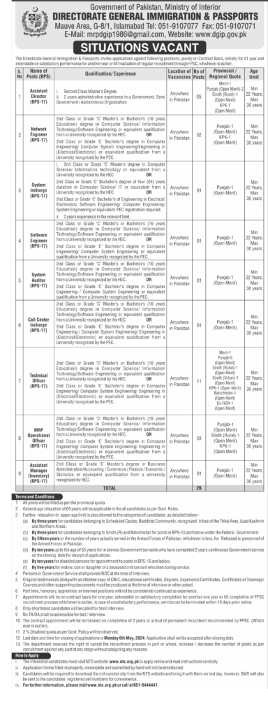 Passport Office Jobs 2024 Directorate General of Immigration