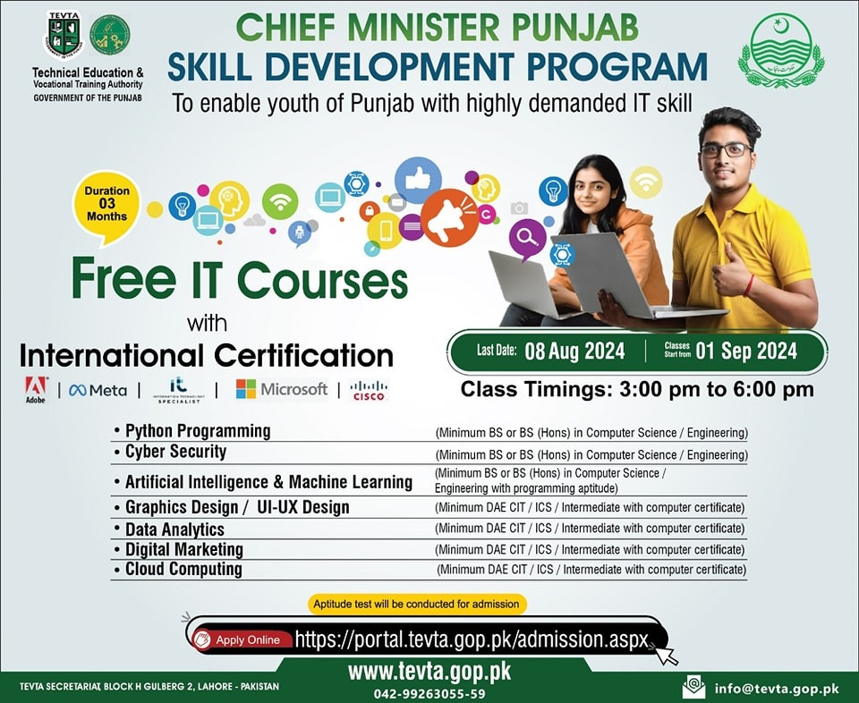 CM Punjab Free IT Courses