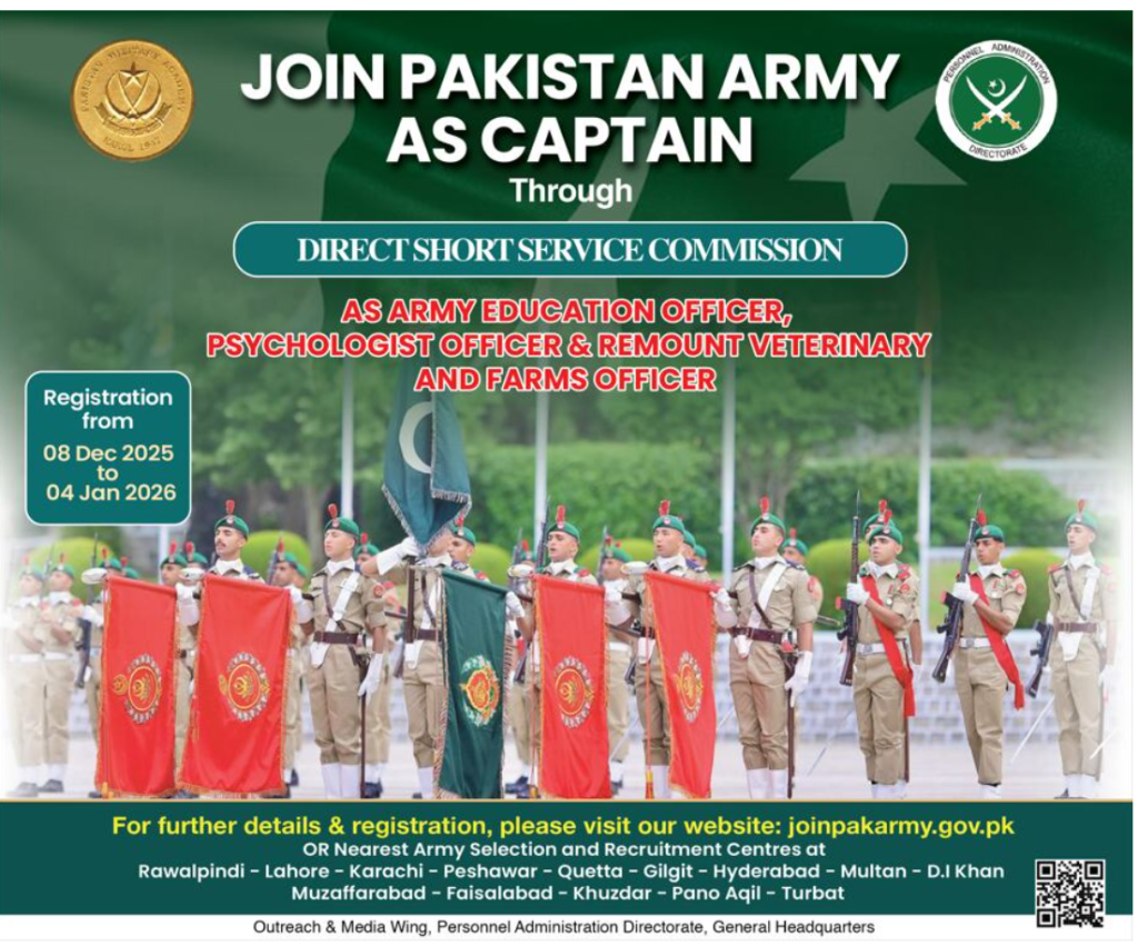Join Pakistan Army as Caption 2026 - Direct Short Service Commission