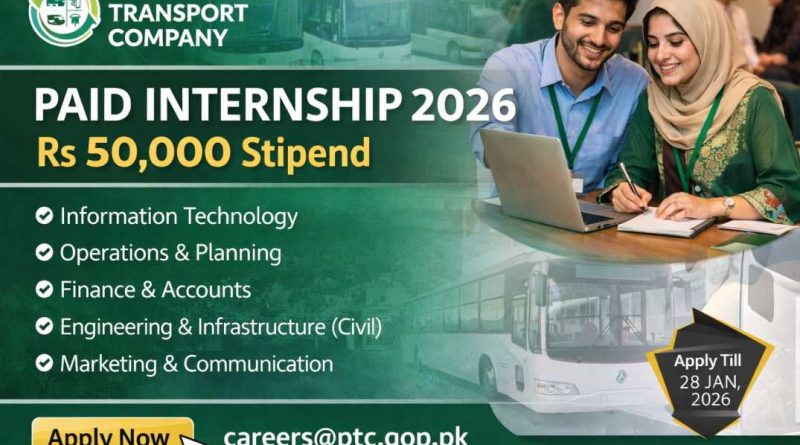 Punjab Transport Company Paid Internship 2026 with Rs 50,000 Stipend Official Advertisement