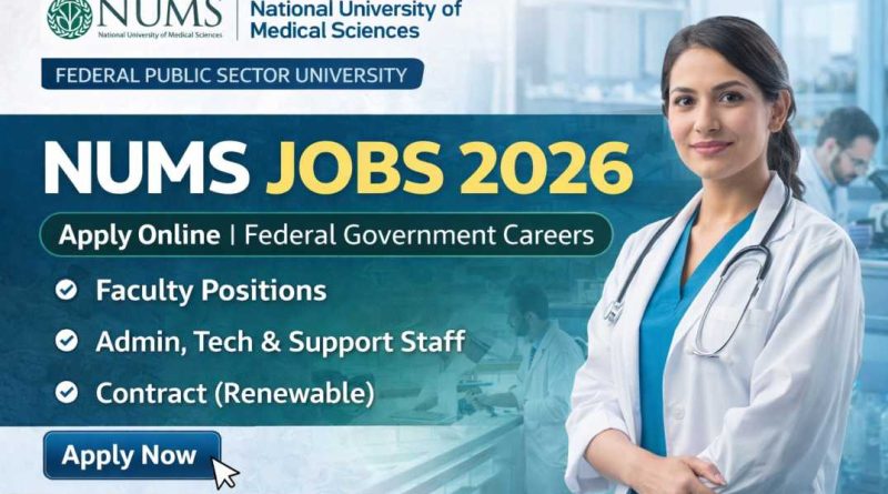 NUMS Jobs 2026 Apply Online – National University of Medical Sciences Career Opportunities